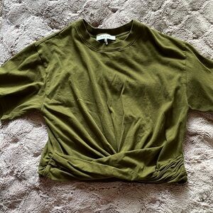 Frame knotted rolled crop top tshirt